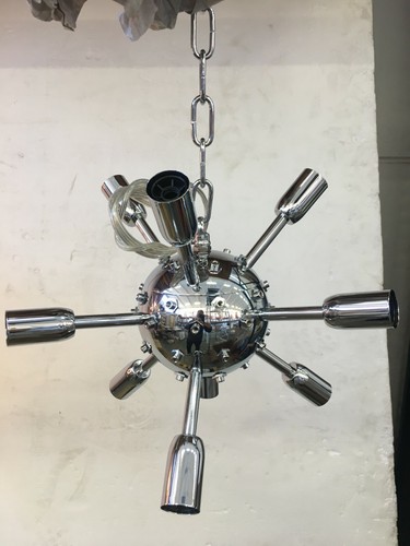 Italian Murano Glass Chrome Metal Frame Sputnik Chandelier - Picture 7 of 7