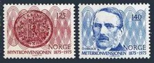 Norway 1975 Centenary of Monetary and Metre Conventions set SG 737-738 MNH mint