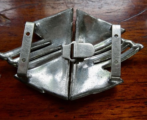 antique art deco clear rhinestone dynamic double dress belt buckle clasp -560 - Picture 2 of 2