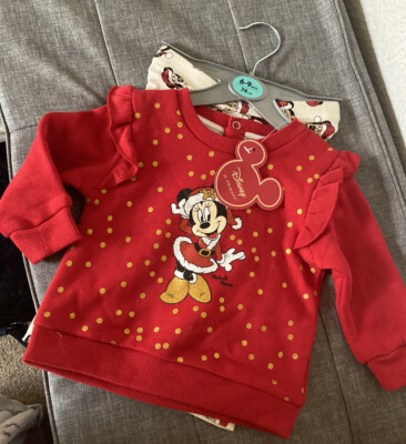 Baby Girl Disney Minnie Mouse Red Christmas Sweatshirt