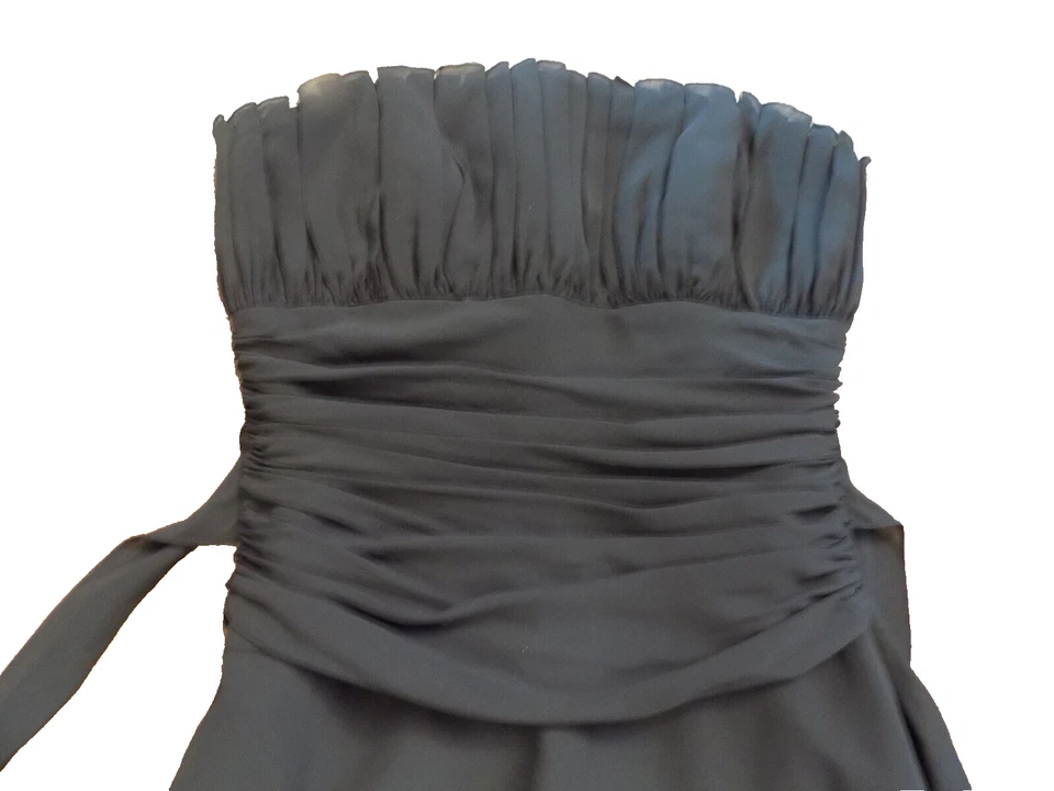 B2 черный без бретелек платье собранный драпировки талии плиссированные корсет верхний GALA платье sz 8 - Изображение 2 из 4