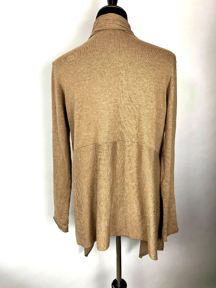 Suéter Coldwater Creek M Frente Abierto Drapeado Marrón Tostado Convertible Manga con Pestaña Foto 4 de 4