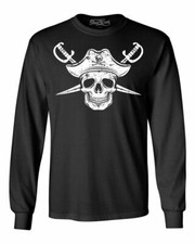Pirate Skull Hat Swords Long Sleeve Jolly Roger Halloween Costume Shirts