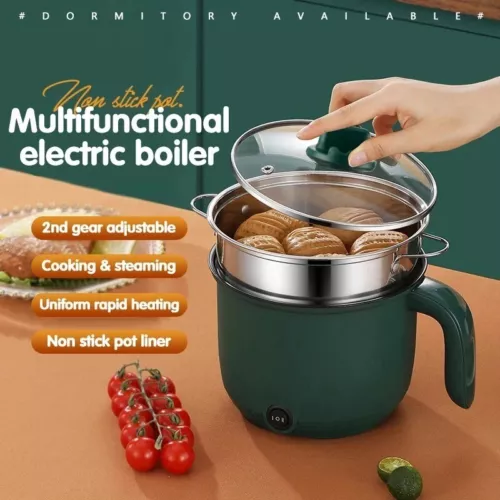 Mini Rice Cooker Portable 1.5L Capacity Stainless Steel Non Stick Pan Electric