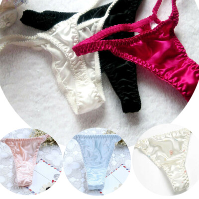 Sexy Pure Silk Thongs Briefs Women G-String Panties Bikinis Underwear NEW 2023