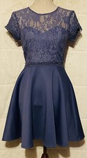 City Studio Womens Navy Lace Top Cocktail and Party Dress Juniors Size 5 Blue