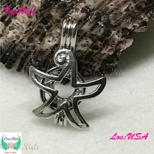 Stellar Star - Silver Plated - Locket Pearl Cage Pendant - Hold 6mm - 7mm Pearl