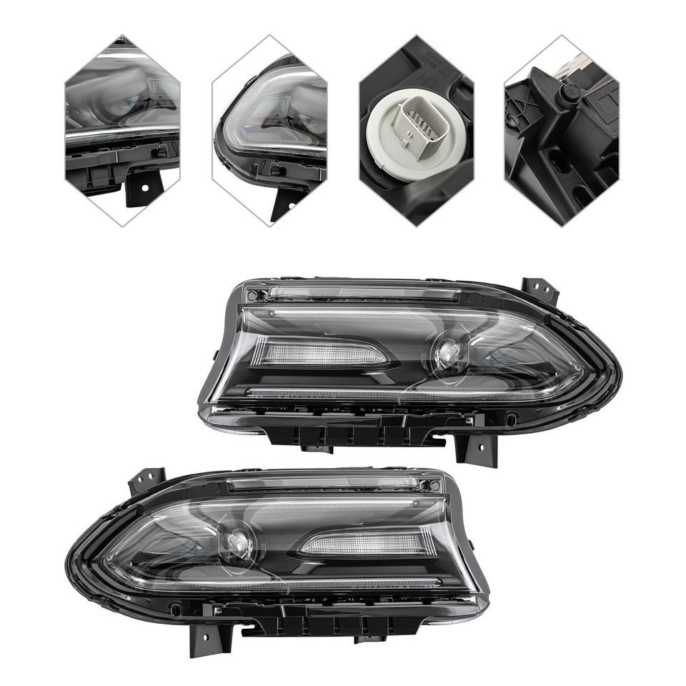 Pair HID/Xenon Headlights Left+Right Side Headlamps For Dodge Charger