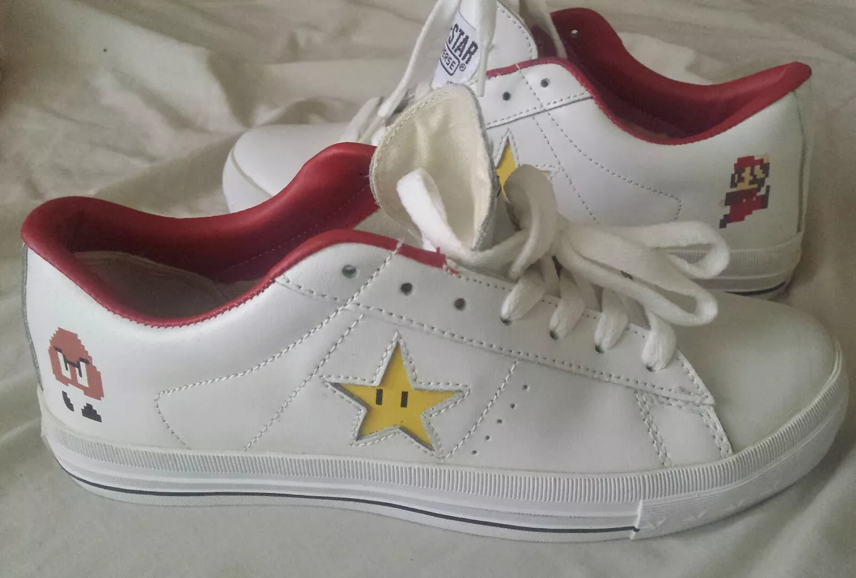 En segundo lugar Ligeramente no pueden ver Converse one star White Super Mario Shoes classic Nintendo NES US 8 26cm  shoe | eBay