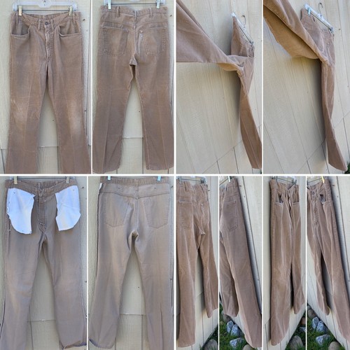 Vintage Levis 646 Corduroy Pants Talon 42 Zipper Flare Leg Bell Bottom 33 - Picture 10 of 12