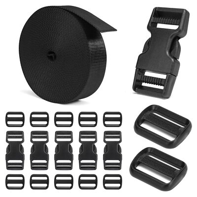 	Buckles & Straps Set 6 Yards Nylon Webbing Adjustable Quick Release Buckles	