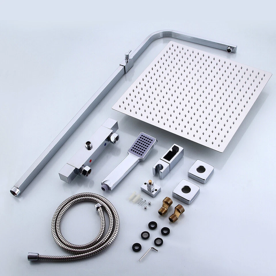 Thermostatic Shower Mixer Valve 400mm Over Head with Handshower Set Home/Gym UK - Image 4 of 4