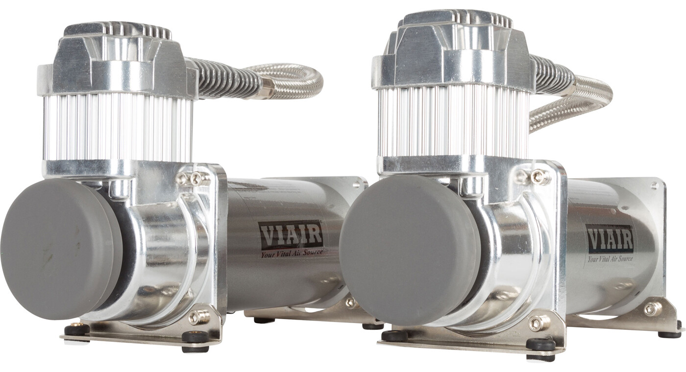 VIAIR Dual 380C Pewter Constant Duty Air Compressors for Train Horns - 200 PSI