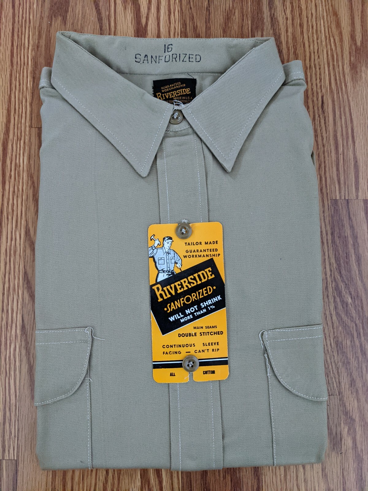 NOS Vintage 60's Riverside Sanforized Workwear Shirt … Gem