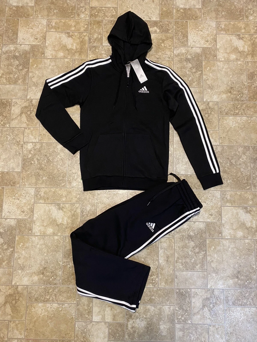 adidas Tracksuit Mens Black Authentic Piece Set Sweatsuit Sz S or L | eBay