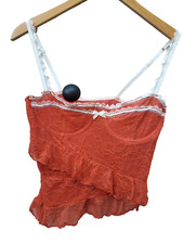 NWT Out from Under Wild Lovers Lace Corset Top Rust Dark Orange Medium FLAW