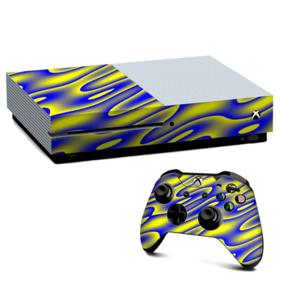 Skin Déco Pour Xbox One S - Bleu/Orange Psychédélique - Effet Huile - Vinyle Neuf