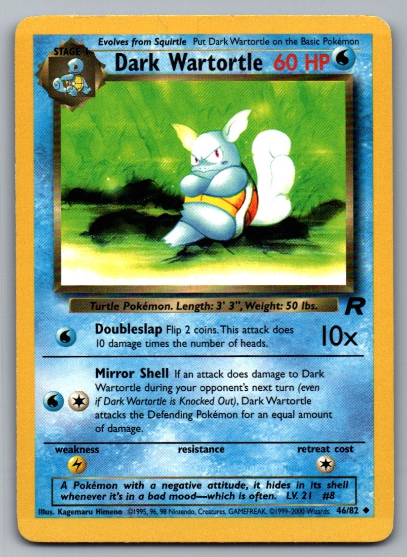 Dark Wartortle 46/82 Uncommon Team Rocket Pokemon Unlimited Near Mint