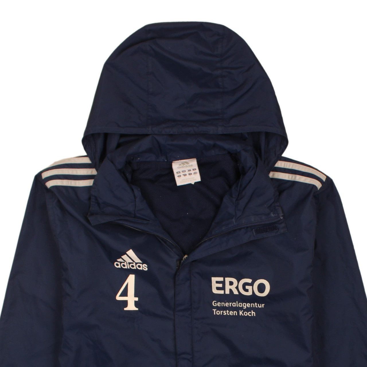 Adidas 90's Hooded Full Zip Up Windbreaker Small Navy Blue image 3