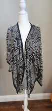 NWOT Women's Knitted Kimono-Style Open Jacket With Geometric Pattern