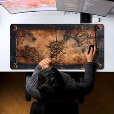 XXL Large Vintage Nautical Map Mouse Pad Compatible for PCLaptop - Non-Slip Gami