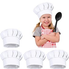 4 PCS Adjustable Kids Chef Hat Toques Cooking Baker Cap for Aged 2-5