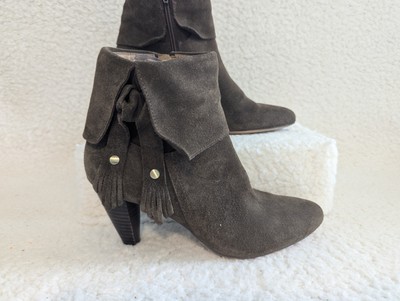CORSO COMO Suede Fringe Detail Pointed Toe Bootie, Brown (Size 6.5 M)