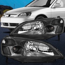 Pair Headlights Assembly Clear Fits 2001-2003 Honda Civic Lhrh Side