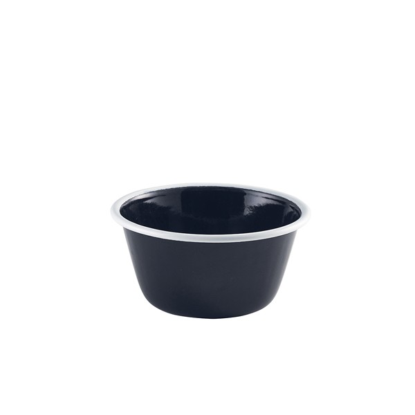 Enamel Deep Pie Dish Black With White Rim For Restaurants Hotels 12cm Pack of 12