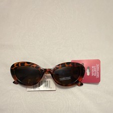 Women's Tortoise Shell Cat Eye Sunglasses Brown Plastic Frame, Black Tinted