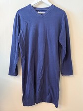 The Vermont Country Store Comfort Knit V-Neck Long-Sleeve Nightshirt Blue Small