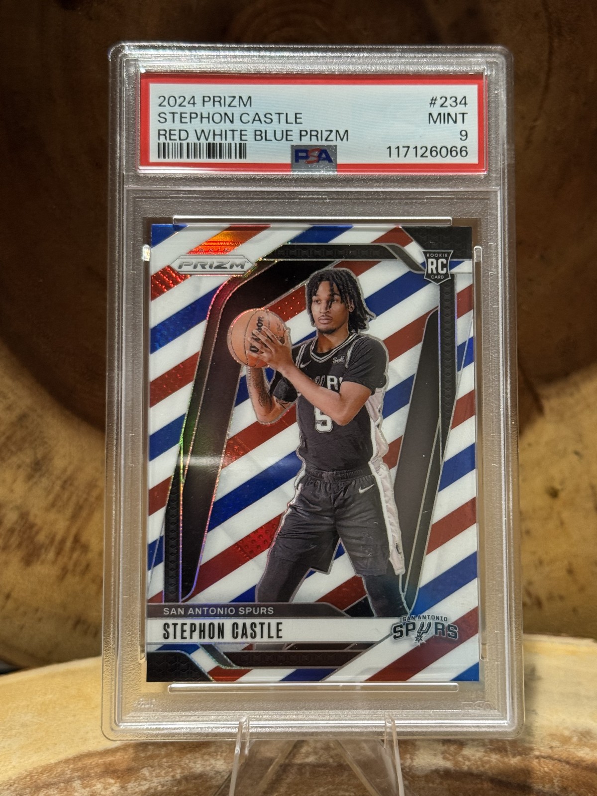2024-25 Panini Prizm - Stephon Castle #234 Red White & Blue Prizm (RC) PSA 9!