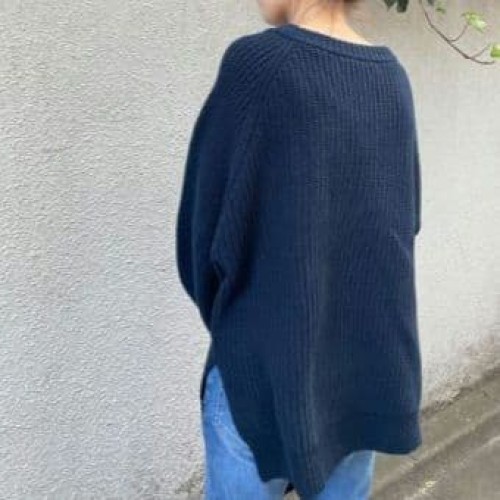 FRAMeWORK Rib Raglan Knit Pullover Navy One Size … - image 10