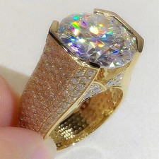 3Ct Lab Created Diamond Round Solitaire Engagement Ring 14K Yellow Gold Plated