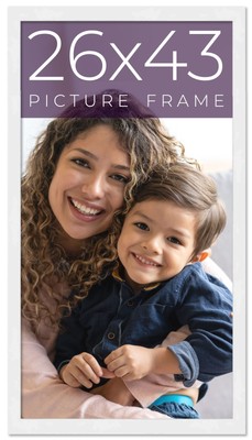 26x43 Frame White Real Wood Picture Frame Width 0.75 inches | Interior Frame Dep