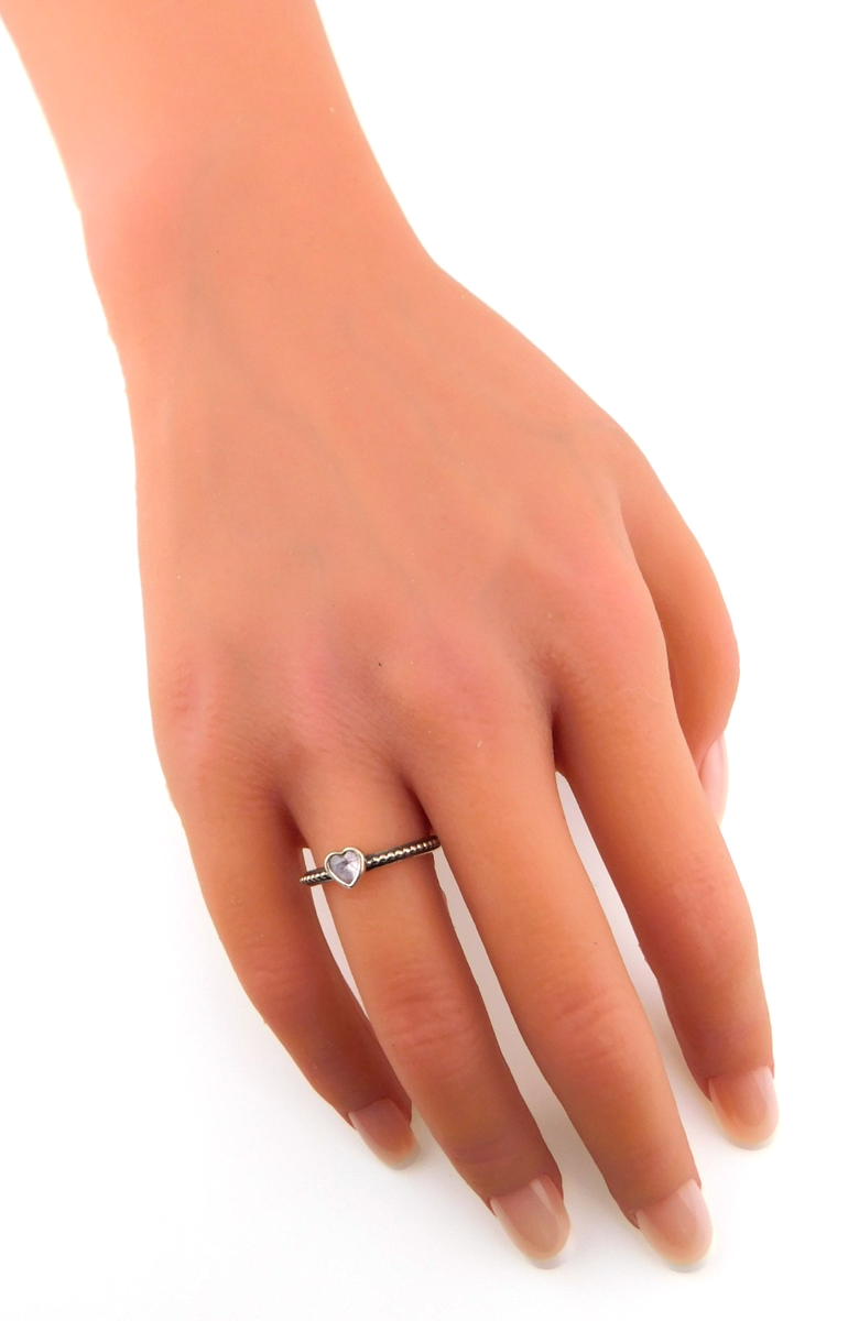 PANDORA One Love S925 Sterling Silver & Clear CZ Heart Ring