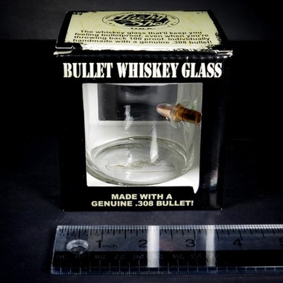Bullet Whiskey Glass Lucky Shot 10oz. Real .308 Bullet Barware Mancave NEW
