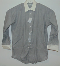 Stafford Excecutive Long Sleeve Men Dress Shirt 17-34 Gray Gray French Cuff