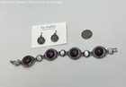 Lia Sophia Silver Tone Glass & Marcasite Link Bracelet & earrings 58.7g — photo 2