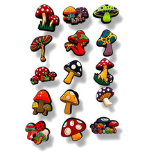 15 pc Trippy Psychedelic Colorful Dopamine Hippie Mushrooms Croc Shoe Charms NEW