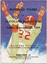 1959 Mansfield Tygers vs Cleveland Benedictine High School Football Program 9/25