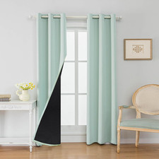 100 Blackout Curtain 2 Panels Set,Thermal Insulated Window Drapes for Bedroom,F
