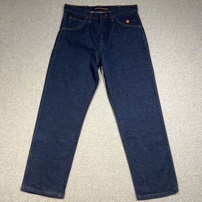 Wrangler Jeans Mens 33x30 Blue FR Flame Resistant 31MWZ Relaxed Denim Dark