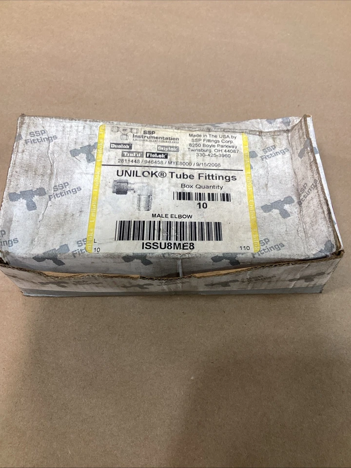 1/2" Tube x 1/2" MNPT 316ss Male Elbow Fitting SSP Unilok  ISSU8ME8 (LOT OF 4) - Image 2 of 2