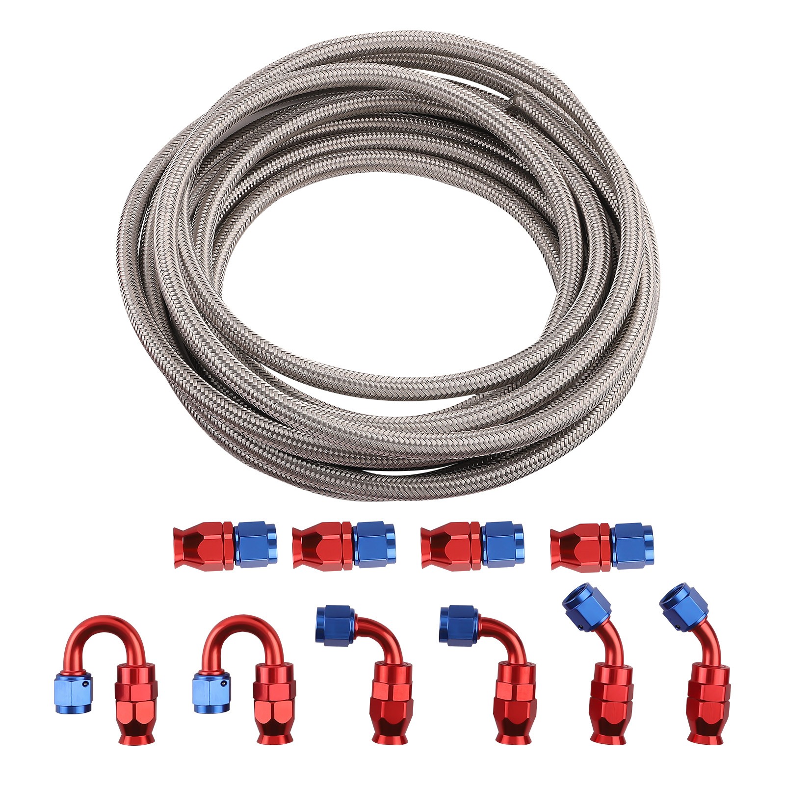Durite de carburant AN6 20FT en acier inoxydable tressé avec raccord pour moteur
