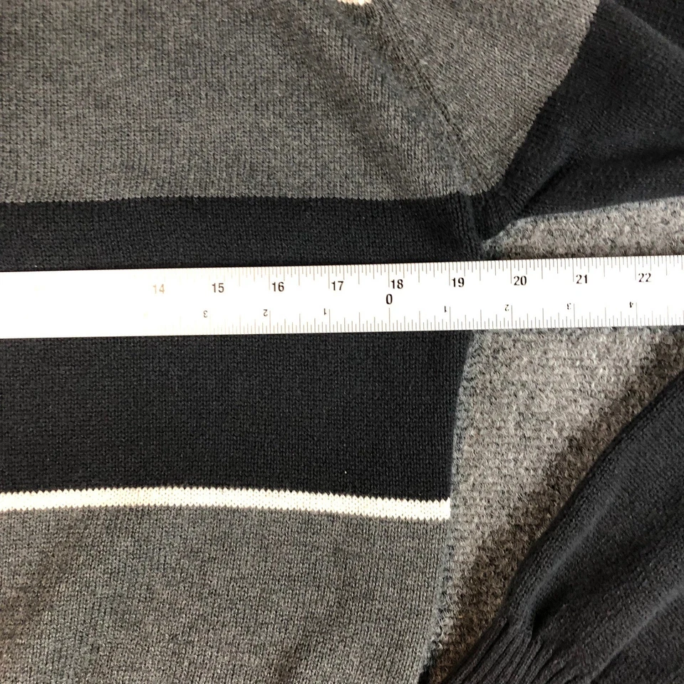 Suéter a Rayas XL Cuarto Cremallera Preppy Gris Negro Pullover Foto 4 de 4