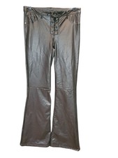 Fashion Nova Black Lace Up Faux Leather Pants Women Size M NWT