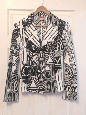 Save the queen blazer jacket size L Y2K Vintage Etc Logo Print 