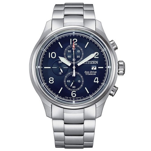 Citizen Chrono Watch Super Titanium 0810 Eco Drive Blue Dial 44mm CA0810-88L