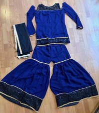 3 Pc Indian Dress Set Embroidered Kurta Pants Dupatta Formal Outfit Teen
